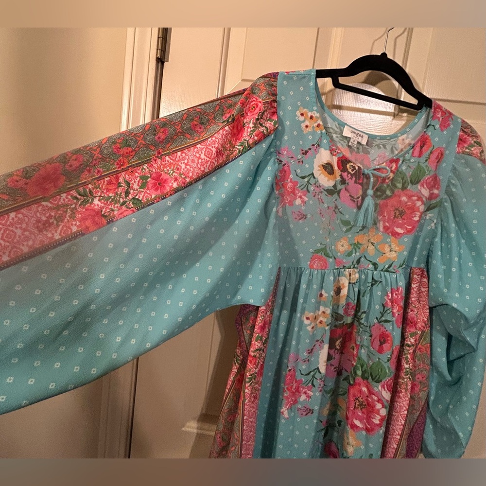 Umgee Daydream Believer Berry Mix Multi Print Boho Tunic Dress - Picture 6 of 7